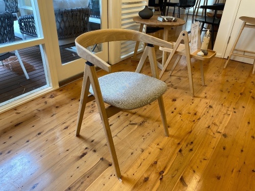 Gazzda Dining Chair - Natural ash - Grey Upholstery