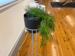 Small Faux Office Plant in Black Pot on White Wire Stand - 3