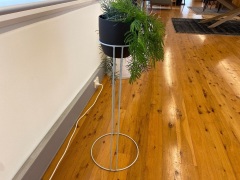 Small Faux Office Plant in Black Pot on White Wire Stand - 4