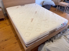 Linear Queen Oak Bed with Toscana Cotton Caresse Queen Mattress - 3