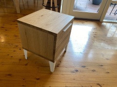 Industrial 2 Drawer Oak Bedside Table White - 3