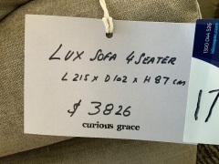 Lux Sofa, 4 Seater Light Teak Canvas Fabric - 3