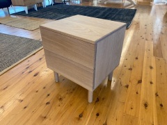 Linear Oak Two Drawer Bedside Table - 3
