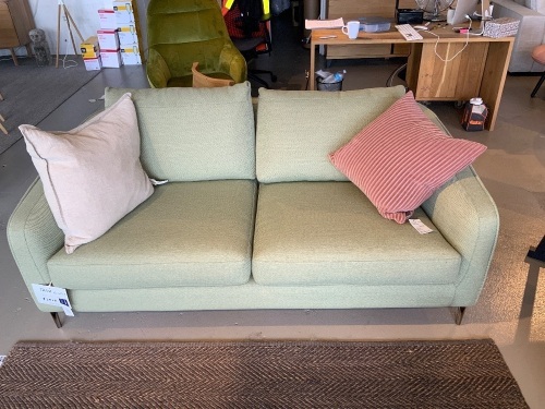 Tana 2 Seater Green Fabric Couch