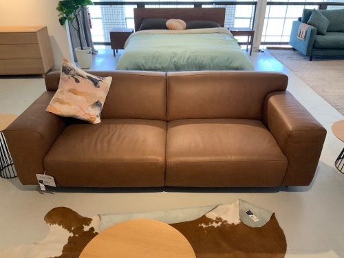 Moln 3 Seater Sofa, Kastanj Analine Leather, Deep Tan