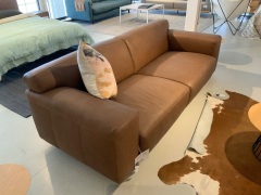 Moln 3 Seater Sofa, Kastanj Analine Leather, Deep Tan - 2