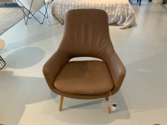 Engels Arm Chair, Grizzly Leather Deep Tan