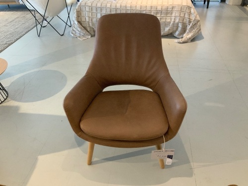 Engels Arm Chair, Grizzly Leather Deep Tan