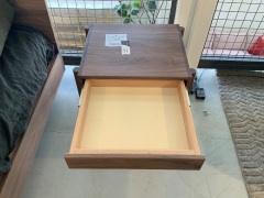 Linear Walnut 1 Drawer Bedside Table - 2