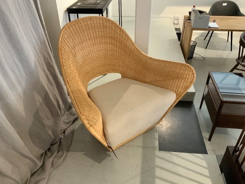 Manta Indoor Chair, Natural Rattan & Beige Seat
