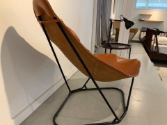 Abrazo Pampa Chair, Black Metal Frame, Tan Leather - 2