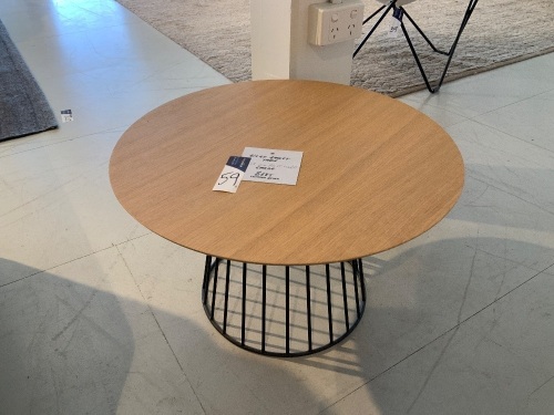 Wire Basket Table, Timber Top, Steel Frame