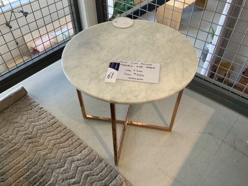 Elle Lux Round Table, Marble Side Table, Copper Look Frame