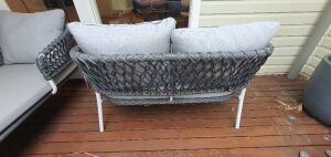 2 Seater Outdoor Lounge Grey/White - 2