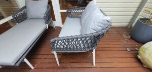 2 Seater Outdoor Lounge Grey/White - 3