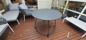 Outdoor Living Table Round Charcoal 10x10x75cm With Huggy Chairs Charcoal x4 - 2