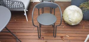Outdoor Living Table Round Charcoal 10x10x75cm With Huggy Chairs Charcoal x4 - 5