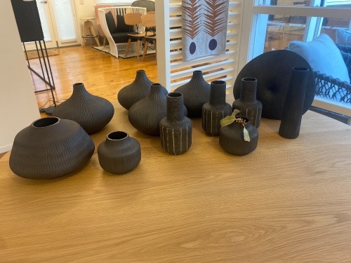 12 x Assorted Charcoal Vases