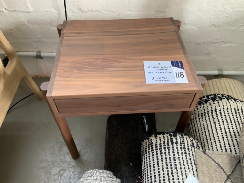 Linear Walnut Bedside Table, 1 Drawer