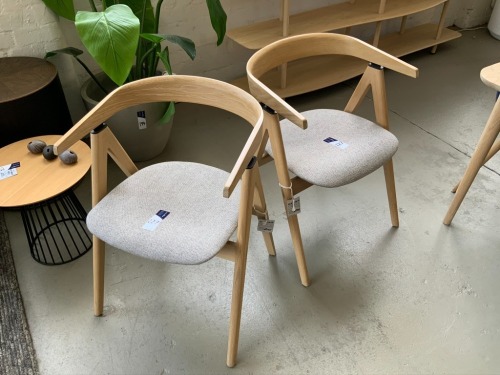 Quantity of 2 x Ava Chairs, Solid European Oak & Mainline Flax Fabric