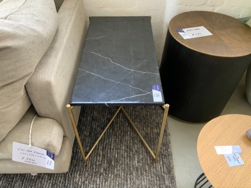 Marble Top Coffee Table, Brass Legs