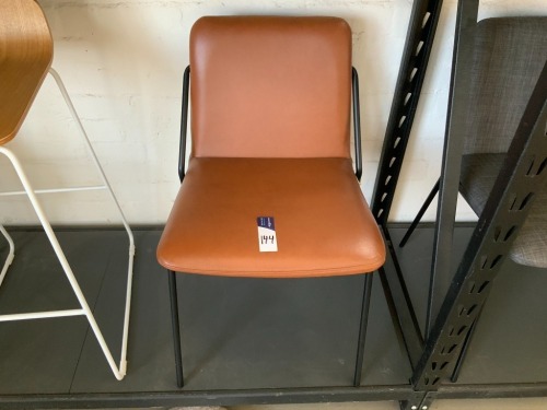 Max Leather Dining Chair, Dark Tan, Black Metal Frame