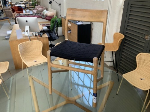 Fawn Oak Dining Chair, Solid European Oak, Black Cotton Seat