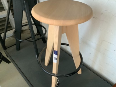 Sipa Tall Stool, Ash Timber, Black Steel Foot Rest