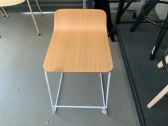 Lolli Stool, Ash Seat, White Metal Frame