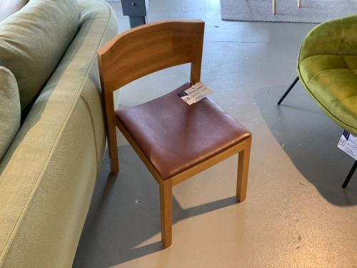 Flow Chair by Sean Dix, Dark Tan Leather, Hardwood Frame