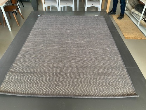 Herringbone Charcoal & Limestone Wool Rug, 1.7m x 2.4m