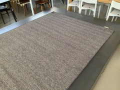 Herringbone Charcoal & Limestone Wool Rug, 1.7m x 2.4m - 2