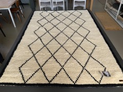 Lana Maroco Black/Beige 100% Wool Rug, 2m x 3m