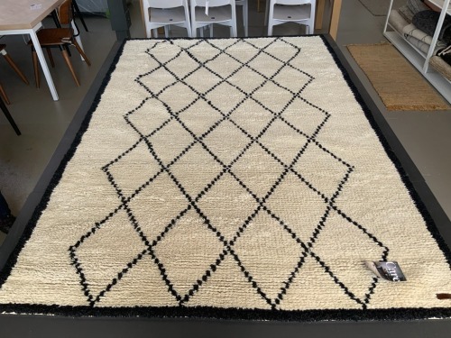 Lana Maroco Black/Beige 100% Wool Rug, 2m x 3m