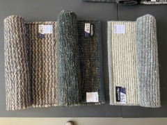 Quantity of 3 x Armadillo Door Mats, various colours, 1 x part Jute, 1 x 100% Jute, 1 x Mix Wool/Cotton