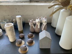 Quantity of approx 38 x pieces of various Table Ornaments comprising; Vases, Candle Holders, Egg Shells, 3 x Rats - 3