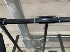 Overhead Bolted Gantry Hanging System, 2 Sections, Black Steel, 6 Sliding Roller Frames. - 2