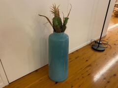 Faux Pineapple Office plant in Turquoise Vase - 3