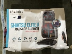 HoMedics Shiatsu Elite II Massage Cushion with Heat MCS-845H-AU - First image used as a guide ONLY. Carton and\or items have been severly affected by water damage. - 2
