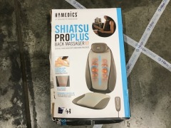 HoMedics Shiatsu Pro Plus Back Massager with Heat SBM-385H-AU - First image used as a guide ONLY. Carton and\or items have been severly affected by water damage. - 2