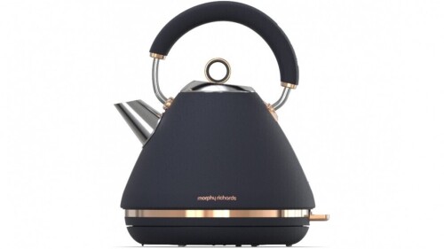 Morphy Richards Accents Rose Gold 1.5L Pyramid Kettle - Midnight Blue 102041 - First image used as a guide ONLY. Carton and\or items have been severly affected by water damage.