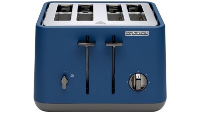 Morphy Richards Aspect Chrome Trim 4 Slice Toaster - Deep Blue 240022 - First image used as a guide ONLY. Carton and\or items have been severly affected by water damage.