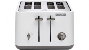 ***DNL*** Morphy Richards Aspect Chrome Trim 4 Slice Toaster - White 240024 - First image used as a guide ONLY. Carton and\or items have been severly affected by water damage.