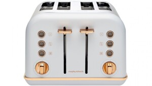 Morphy Richards Accents Rose Gold 4 Slice Toaster - Ocean Grey 242042 - First image used as a guide ONLY. Carton and\or items have been severly affected by water damage.