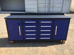 Unused 2019 10 Drawer Tool Cabinet and Workbench