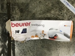 Beurer Dual Head Infrared Handheld Tapping Massager - MG80 - First image used as a guide ONLY. Carton and\or items have been severly affected by water damage. - 2