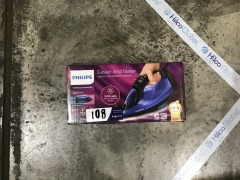 Philips PerfectCare Steam Iron - Blue/Black - GC3920/24 - First image used as a guide ONLY. Carton and\or items have been severly affected by water damage. - 2