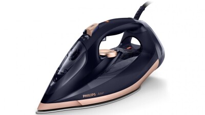 Philips Azur Steam Iron - Black/Gold - GC4909/60 - First image used as a guide ONLY. Carton and\or items have been severly affected by water damage.