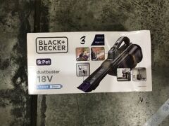 BLACK and DECKER 18V Lithium-Ion Pet Dustbuster Hand-held Vacuum BHHV520BFP-XE - First image used as a guide ONLY. Carton and\or items have been severly affected by water damage. - 2