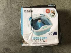 HoMedics Shower Bliss Foot Spa FB625HAU - First image used as a guide ONLY. Carton and\or items have been severly affected by water damage. - 2